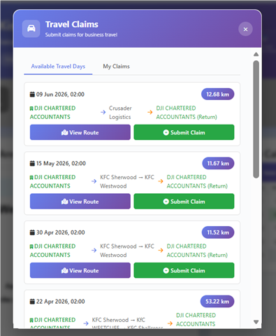 Travel Claims - Uniportal